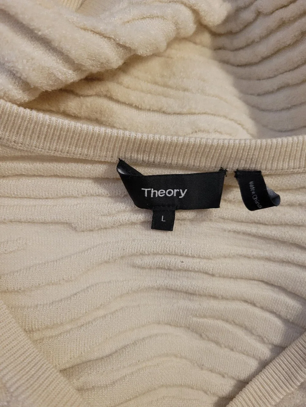 Theory Ivory Zebra Plush Wool Blend Sweater